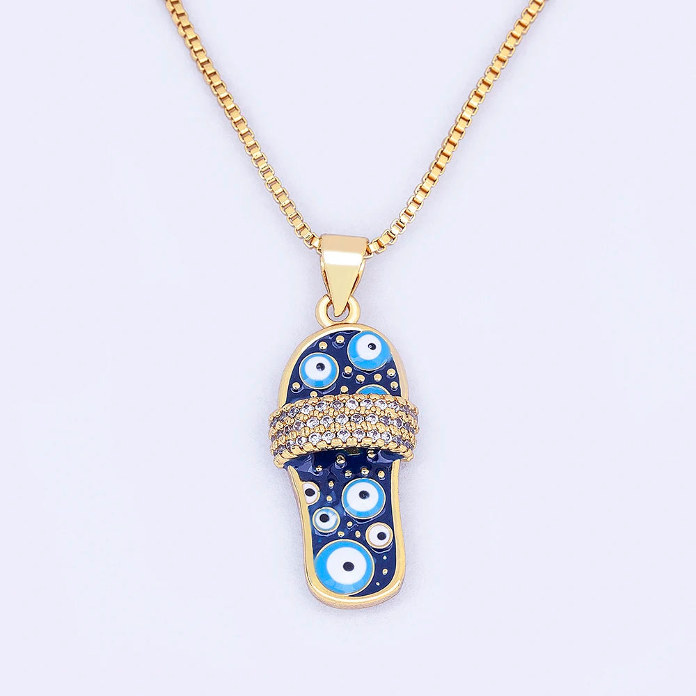 Blue Eye Slipper Necklace