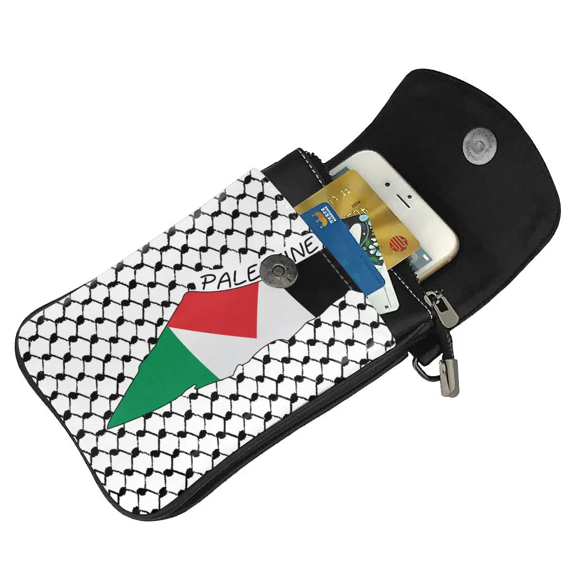 Palestine Flag Map Leather Shoulder Bag Kufiya