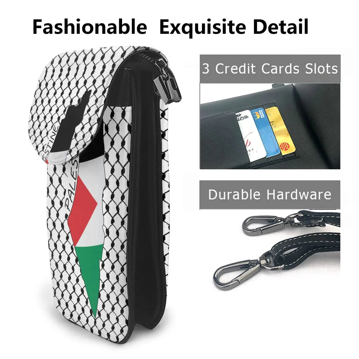 Palestine Flag Map Leather Shoulder Bag Kufiya
