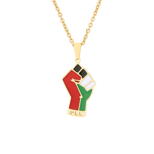 Stainless Steel Palestine Resistance Pendant Necklace