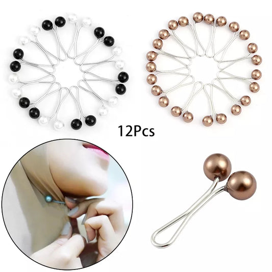 12pcs/lot Anti-Slip Pearl Hijab Clips