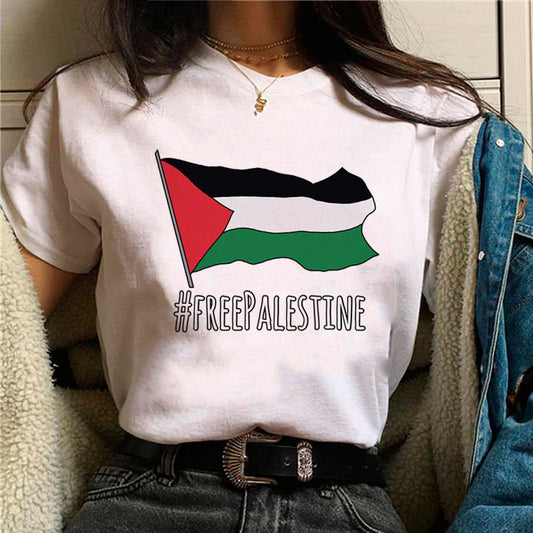 Palestine Womens Tee Waving Flag