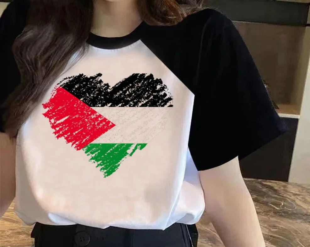 Palestine Tee Heart Flag