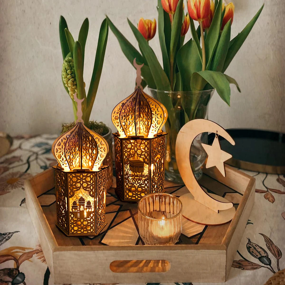 Eid Wooden Lamp Decor