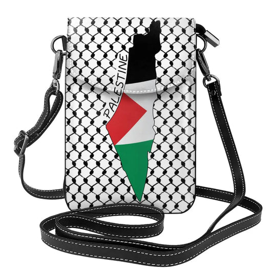 Palestine Flag Map Leather Shoulder Bag Kufiya