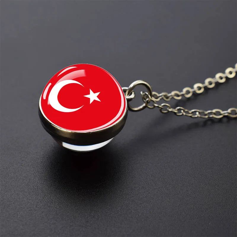 MENA Countries Flags Glass Ball Pendant Keychain