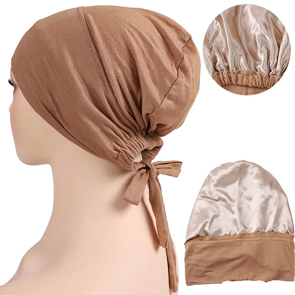 Double Layer Modal Satin Hijab Cap