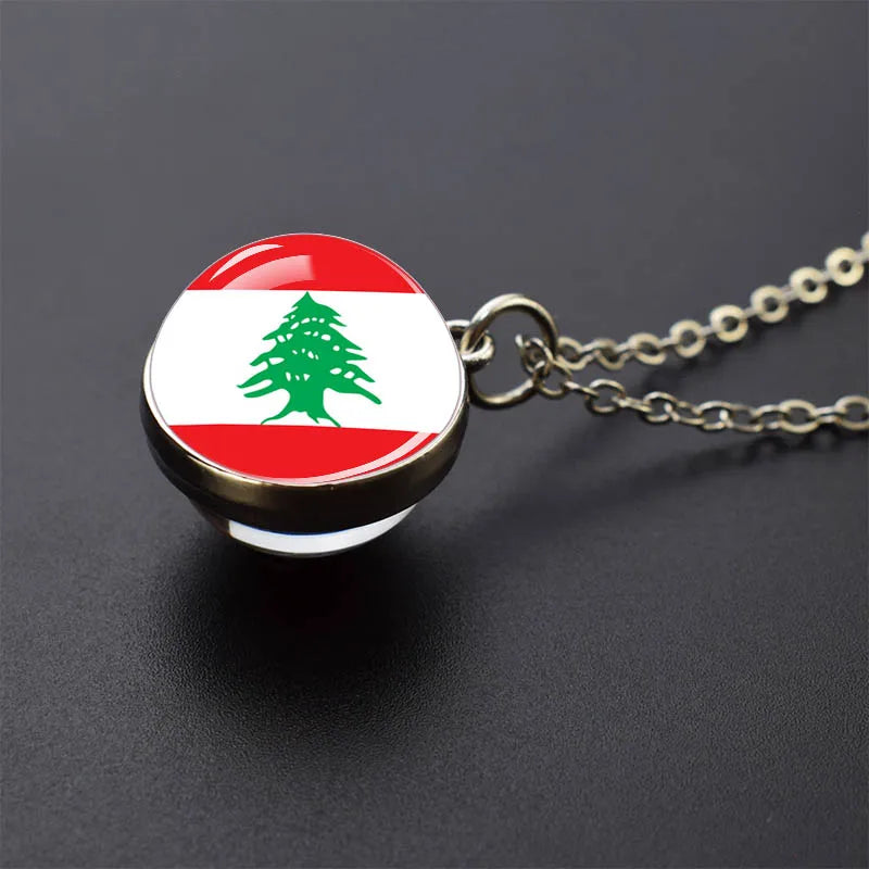 MENA Countries Flags Glass Ball Pendant Keychain