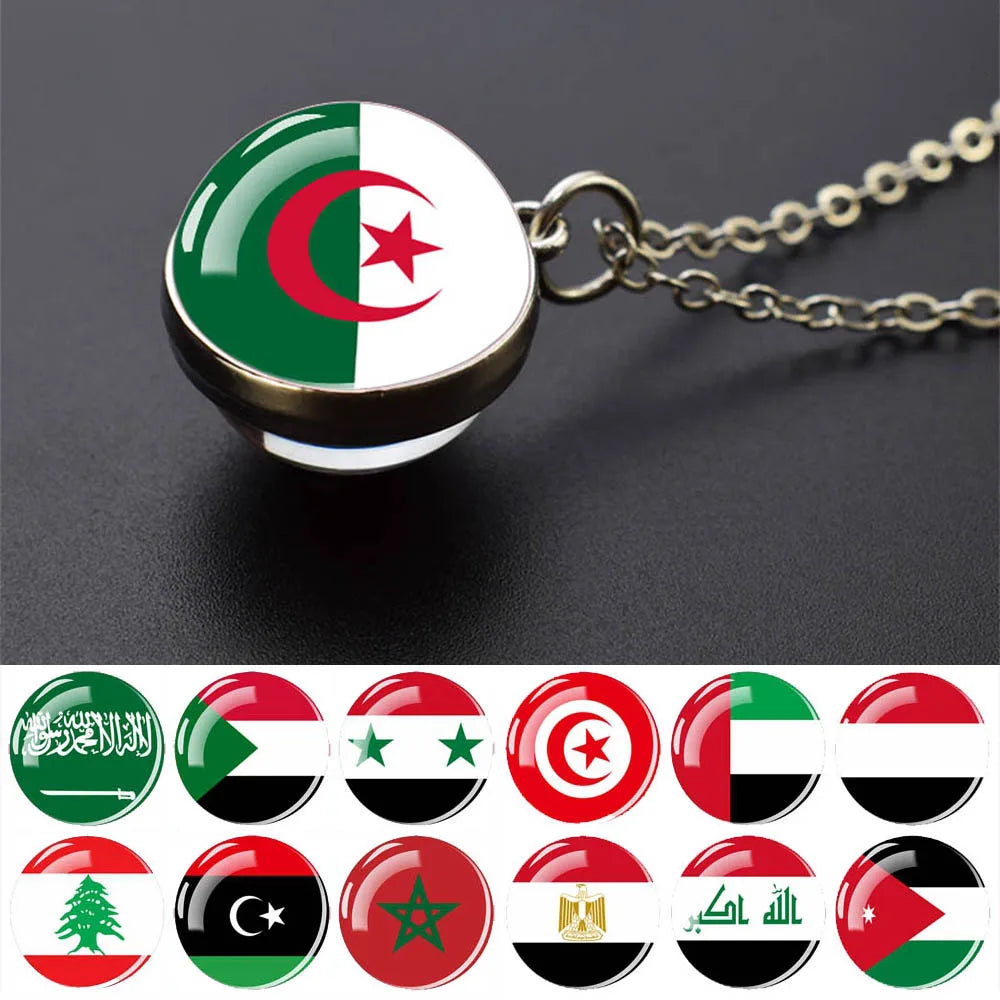 MENA Countries Flags Glass Ball Pendant Keychain