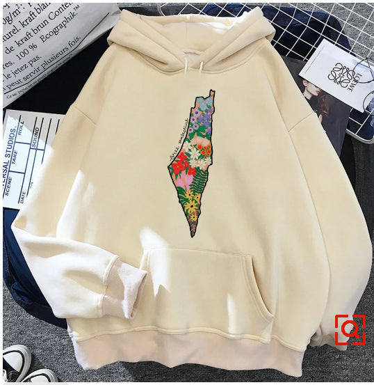 Cream colored Palestine Hoodies multiple designs